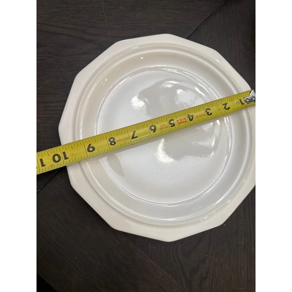 Pfaltzgraff Heritage White Dinner Plate Octagonal Stoneware 10.25 Inch Vintage‎